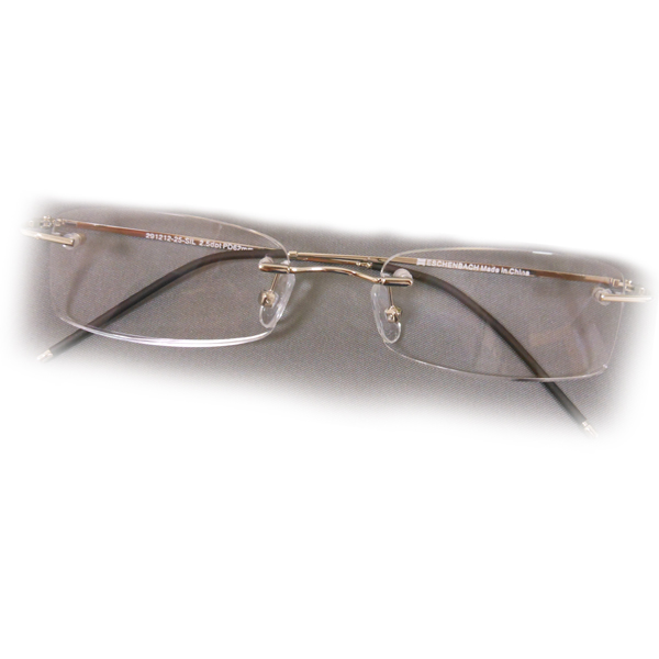+1.5 Diopter Eschenbach Rimless Reading Glasses - Silver Rectangle - Click Image to Close